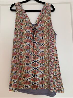 The Limited Multicolor Geometric Tie-Back Tank Top